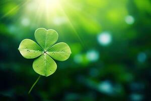 St. Patrick's day background with clover leaves AI generated photo