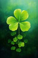 St. Patrick's day background with clover leaves AI generated photo