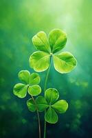 St. Patrick's day background with clover leaves AI generated photo