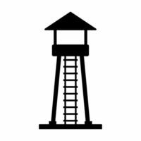 torre de vigilancia silueta vector. Guardia torre silueta lata ser usado como icono, símbolo o signo. Guardia enviar icono vector para diseño de militar, seguridad o defensa