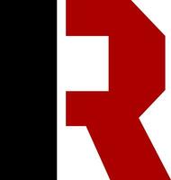 red and black letter R vector