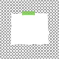 A square piece of paper attached with a piece of tape. vector