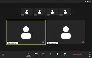 Video conference user interface, video meeting call window overlay. Modern UI template for 6 users. vector