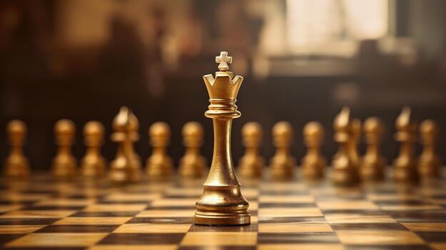 AI generated Generative AI, Chess pieces on a chessboard, intellectual game photo
