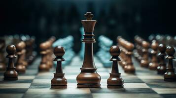 AI generated Generative AI, Chess pieces on a chessboard, intellectual game photo