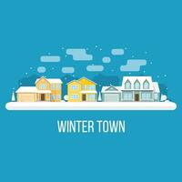 Winter town landscape. Vector illustration.