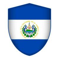 El Salvador flag in shield shape. Vector illustration.