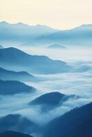 AI generated Beautiful landscape of mountains in foggy morning.Beauty in nature. photo