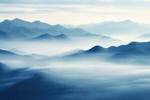 AI generated Beautiful landscape of mountains in foggy morning.Beauty in nature.AI generated photo