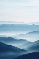 AI generated Beautiful landscape of mountains in foggy morning.Beauty in nature.AI generated photo