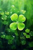 St. Patrick's day background with clover leaves AI generated photo