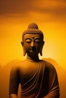 Buddha statue and sunset in the morning AI generated photo