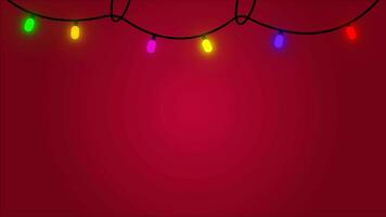 animation christmas decotation lights isolated background. christmas glowing garlands. Vector. copy space. illustration video