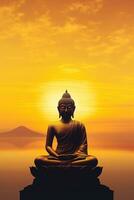 Buddha statue and sunset in the morning AI generated photo