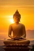 Buddha statue and sunset in the morning AI generated photo