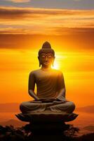 Buddha statue and sunset in the morning AI generated photo