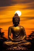 Buddha statue and sunset in the morning AI generated photo