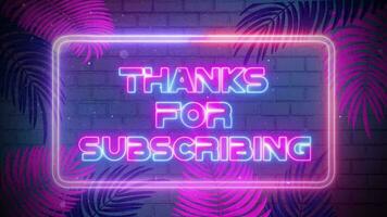 Thanks For Subscribing Neon Leafes Background video