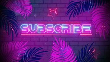 Subscribe Neon Leafes Background.mp4 video