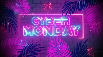 Cyber Monday Neon Leafes Background.mp4 video