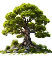 big tree isolated on transparent background, generative ai png