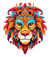 Lion visage conception, génératif ai png