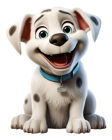 portrait of cute adorable black white dog on transparent background, generative ai png