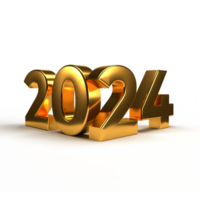 feliz Novo ano 2024 dourado 3d números com feliz Novo ano 2024 dourado 3d números com luxo texto transparente fundo png