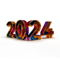 glücklich Neu Jahr 2024 golden 3d Zahlen mit glücklich Neu Jahr 2024 golden 3d Zahlen mit Luxus Text transparent Hintergrund png