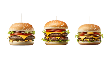 poulet fromage Burger sur transparent Contexte. ai génératif png