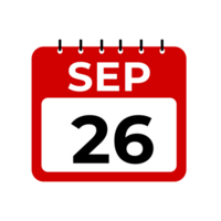 setembro 26 calendário lembrete. setembro 26 diariamente calendário ícone modelo. png