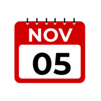 november 5 kalender påminnelse. 5 november dagligen kalender ikon mall. png