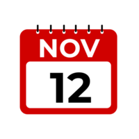 November 12 Kalender Erinnerung. 12 November Täglich Kalender Symbol Vorlage. png