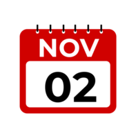 noviembre 2 calendario recordatorio. 2 noviembre diario calendario icono modelo. png