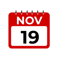 noviembre 19 calendario recordatorio. 19 noviembre diario calendario icono modelo. png