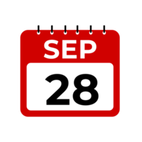 September 28 calendar reminder. September 28 daily calendar icon template. png