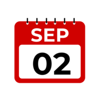 settembre 2 calendario promemoria. settembre 2 quotidiano calendario icona modello. png