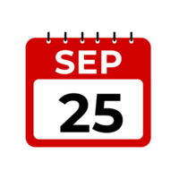 September 25 Kalender Erinnerung. September 25 Täglich Kalender Symbol Vorlage. png