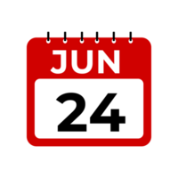 Jun 24 calendar reminder. 24 Jun daily calendar icon template. png