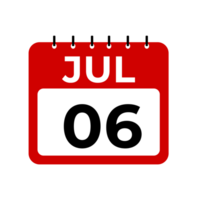 juli 6 kalender herinnering. juli 6 dagelijks kalender icoon sjabloon. png