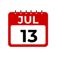 Julho 13 calendário lembrete. Julho 13 diariamente calendário ícone modelo. png