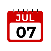 july 7 calendar reminder. july 7 daily calendar icon template. png