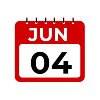 jun 4 kalender herinnering. 4 jun dagelijks kalender icoon sjabloon. png