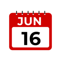 Jun 16 calendar reminder. 16 Jun daily calendar icon template. png