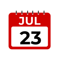 Julho 23 calendário lembrete. Julho 23 diariamente calendário ícone modelo. png