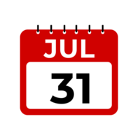 luglio 31 calendario promemoria. luglio 31 quotidiano calendario icona modello. png