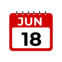 jun 18 kalender herinnering. 18 jun dagelijks kalender icoon sjabloon. png