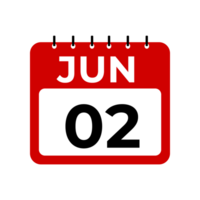 jun 2 kalender herinnering. 2 jun dagelijks kalender icoon sjabloon. png