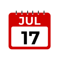 Julho 17 calendário lembrete. Julho 17 diariamente calendário ícone modelo. png
