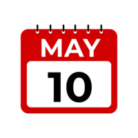 may 10 calendar reminder. 10 may daily calendar icon template. png